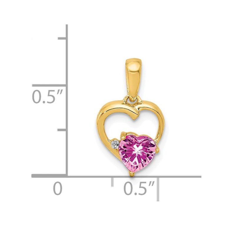 Pink Sapphire and Diamond Heart Pendant in 14k White Gold