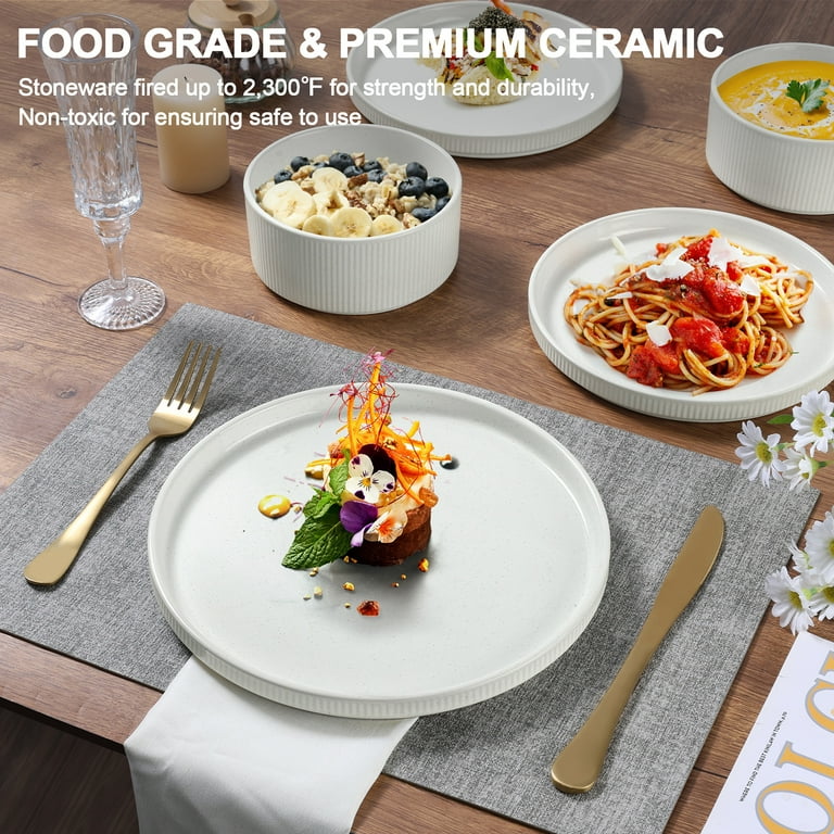 12-Piece Stoneware Dinnerware Set for 4, Speckled White photo 7