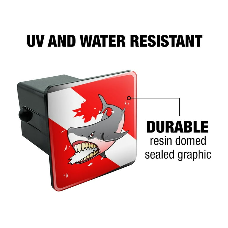 Tow Hitch Cover Angry Shark Scuba Diving Flag Hitch Cover - 2 Inch Receiver Hitch Plug For Trailers & Trucks UV Resistant ABS Plastic Hitch Cover 3x3 Tow Hitch Cover Angry Shark Scuba Diving Flag Hitch Cover - 2 Inch Receiver Hitch Plug For Trailers & Trucks UV Resistant ABS Plastic Hitch Cover 3x3