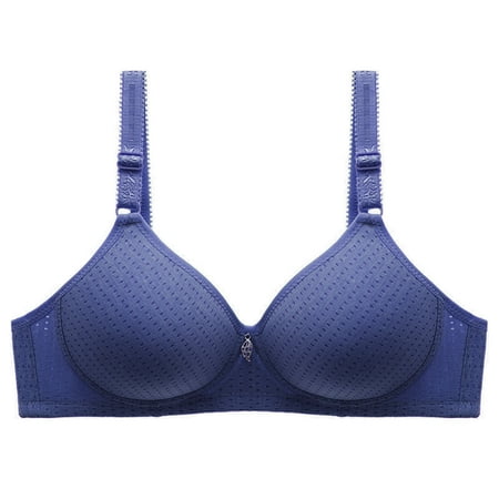 

harmtty Three Rows of Three Buttons Bras High Elasticity 3/4 Cup Breathable Holes Female Bra Women Supply Blue 42/95B