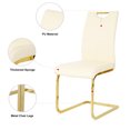 thumbnail image 4 of Set of 4 Modern Dining Chairs with Faux Leather Padded Seat and Golden Metal Legs, Upholstered Dining Living Room Chairs with Non-slip Pads for Kitchen, Living, Bedroom and Dining Room, Light Yellow, 4 of 9