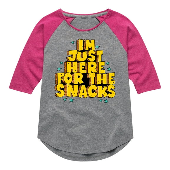 Instant Message - I'm Just Here For The Snacks - Toddler & Youth Girls Raglan Graphic T-Shirt