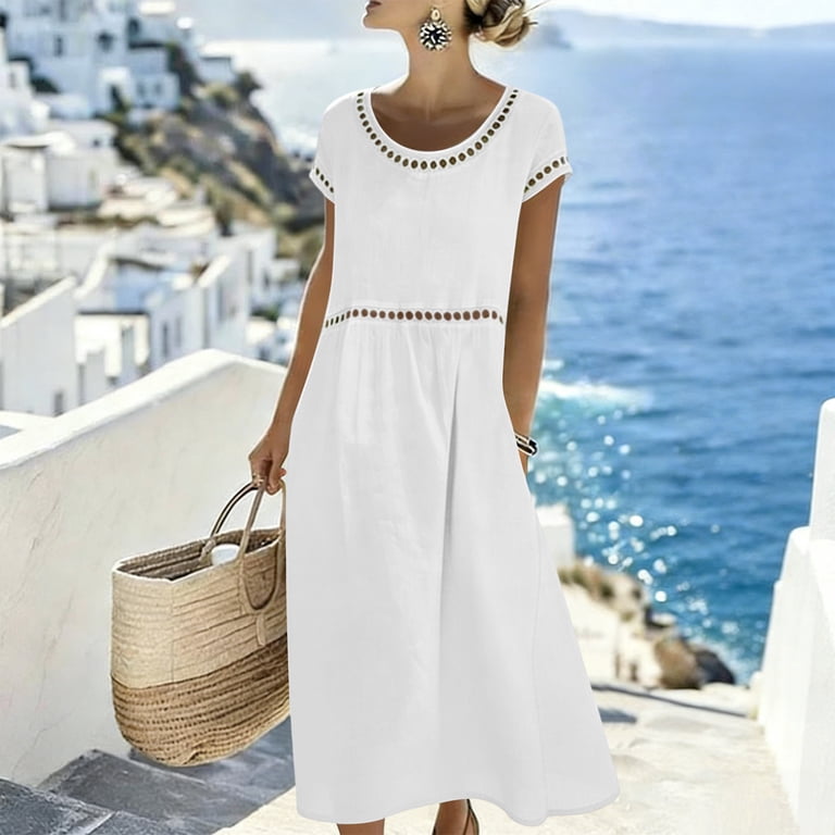 linen casual dresses for women Cotton Sun Older Loose Comfy V Neck Short Sleeve Linen Maxi Dress Summer Lightweight Gauze Flowy Maxi Dresses Tea Length Tshirt Dress Beach Vacation Outfits 2025 at Color:Lite Gold with Silver Tip fits bust around 38 DRESSESANDJUMPSUITSCOLLECTION Evening Dresses For Plus