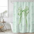 thumbnail image 6 of Green Bow Shower Curtain Set - Extra Long 72" x 96" Washable Bathtub Curtain with 12 Hooks, Cute Bowknot Minimalist Solid Color Waterproof Fabric Stall Shower Curtains for Bathroom/Bathtub Décor, 6 of 6