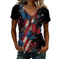 thumbnail image 2 of Iaqnaocc 4th Of July Womens Tops Patriotic Short Sleeve V Neck 250th Anniversary Usa Shirt Usa Flag American Flag Butterfly T-Shirt Independence Day July 4th Celebration T Shirts for Women Red XXL, 2 of 5
