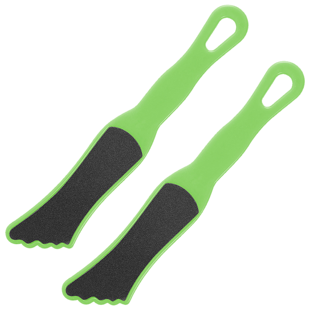 Lima de pie de papel de lija de doble cara de plástico-2 piezas verde MFZFUKR CPB-US-YYM324-1
