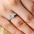 thumbnail image 2 of 2Ct Round Cut Moissanite 3-Stone Engagement Ring for Women, 14K White Gold Plated 925 Silver, 2 of 2