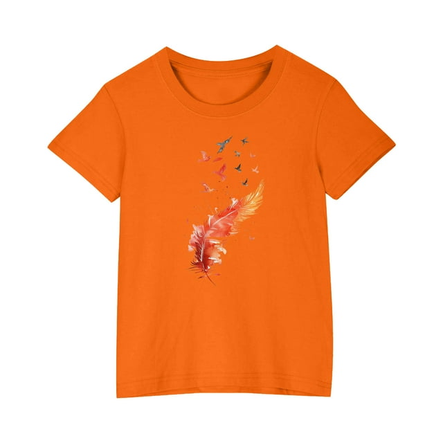 T-shirts Graphiques pour Fille à Imprimé Floral, Manches Courtes, Col Rond, Hauts