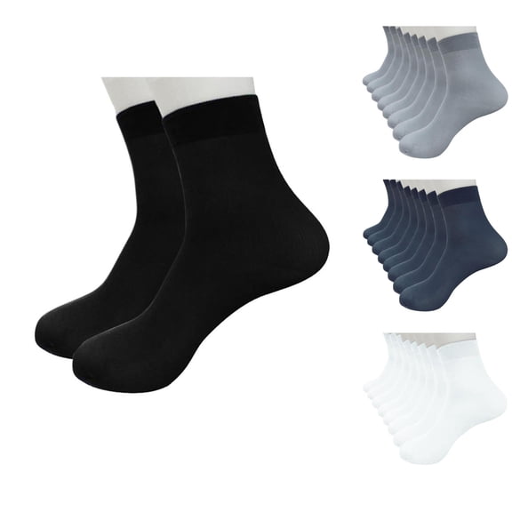 WMNTST Men's Above-Ankle Socks 4 Pairs Bamboo Fiber Elastic Solid Color Short Silk Stockings Thin Breathable Holiday Hosiery