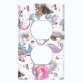 thumbnail image 2 of Metal Light Switch Wall Plate Outlet Cover (4 Mermaids Unicorn Cat Bubble Glitter Print Pastel - Single Duplex), 2 of 2