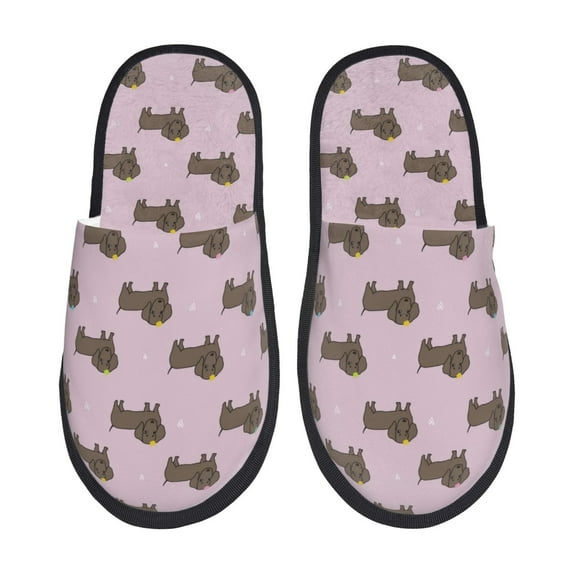 Balery Dachshund Dog Puppy Slient Indoor Furry Fleece Comfort House Shoes Soft Non-Slip Home Shoes Cotton slippers House Slippers-- Medium