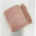 thumbnail image 3 of Fennco Styles Irregular Rhombus Diamond Knit Fringe Throw Blanket 50" W x 60" L – Pink Geometric Woven Blanket for Couch, Bedroom and Living Room Décor, 3 of 5