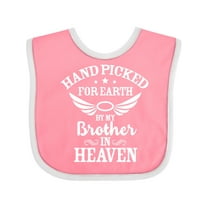 Inktastic Handpicked for Earth by My Brother in Heaven Angel Wings Boys or Girls Baby Bib