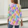 thumbnail image 4 of Lumtrix Easter Shirts for Women Bunny Graphic 3/4 Sleeve Top Colored Eggs Print Tees Round Neck Blouse Loose Fit Tunic Purple XL, 4 of 4