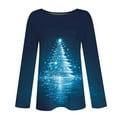 thumbnail image 5 of asdoklhq Christmas Womens Tops Christmas Women's Fashion Tees Casual Round Neck Loose T Shirt Long Sleeve Christmas Print Shirt Multicolor 3X, 5 of 6