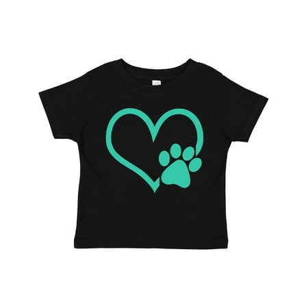 

Inktastic Teal Heart with Paw Print Gift Toddler Boy or Toddler Girl T-Shirt