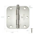 thumbnail image 4 of Cauldham (12 Pack) Heavy-Duty 3-1/2" Interior Door Hinges with 5/8" Radius Corners - Satin Nickel, 4 of 7