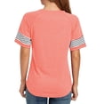 thumbnail image 4 of Blusa de verano con bloques de color, cuello redondo, manga corta, holgada, informal, a rayas, top de verano para mujer, rosa, M, 4 of 6