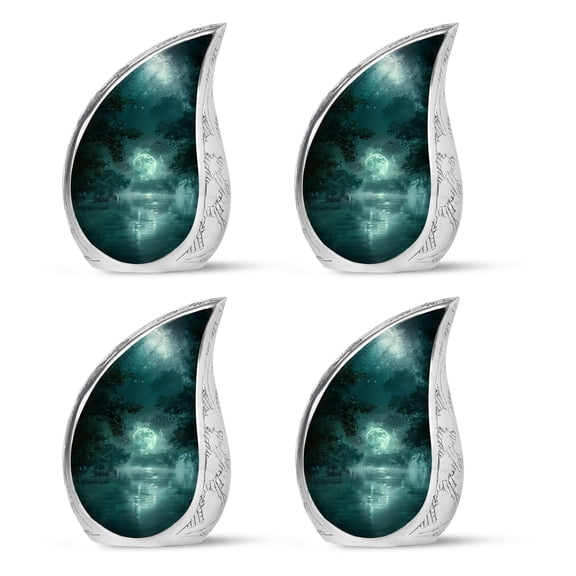 PARHUS Moonlight Shrouding The Enchanted Forest - Cremation Urn for Human Ashes Adult Male - Small Urn - 3 Inch - Pack of 4 - Urn for Adult Female - Funeral Urn - Decorative Urn - Keepsake Urn