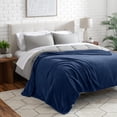 thumbnail image 3 of Bare Home Microplush Fleece Textured Blanket - 300 GSM - Fuzzy Microfleece - Soft & Plush - Full/Queen, Dark Blue, 3 of 8