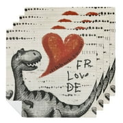 WYYP Dinosaur Love Child's Drawing Cloth Napkin Reusable 4 PCS