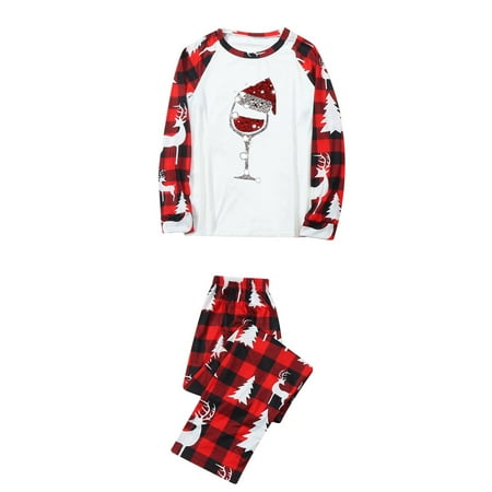 

YWDJ Matching Family Christmas Pajamas Christmas Women Mommy Printed Top+Pants Family Matching Pajamas Set White(White Women S)