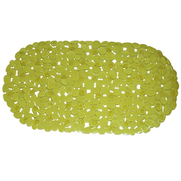 Dependable Industries Inc. Essentials Nonslip PVC Pebble Style Bathmat Shower Bathtub with Suction Cups 27" x 15" Textured for Secure Footing Oval (Yellow)