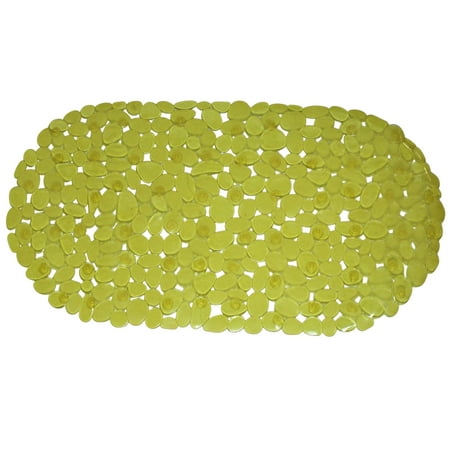 Dependable Industries Inc. Essentials Nonslip PVC Pebble Style Bathmat Shower Bathtub with Suction Cups 27" x 15" Textured for Secure Footing Oval (Yellow)