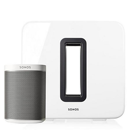 Sonos PLAY:1 (White) Multi-Room Digital Music System Bundle & Sonos Wireless SUB (Best Nas Drive For Sonos System)
