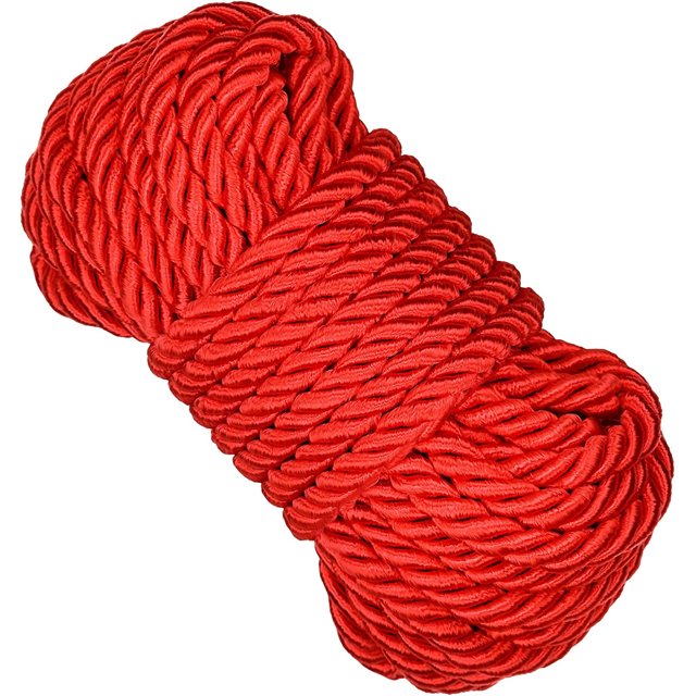 Casewin All Purpose Rope 8 mm 10M - 32 Feet Length Strong Multifunctional Soft 100% Nylon Rope Natural Twisted Durable Long Ropes(Red)