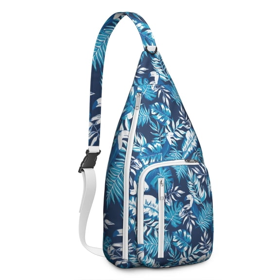 Hawaiian Hibiscus Sling Bag for Women & Men, Multi-Pocket Lightweight Shoulder Bag for Travel