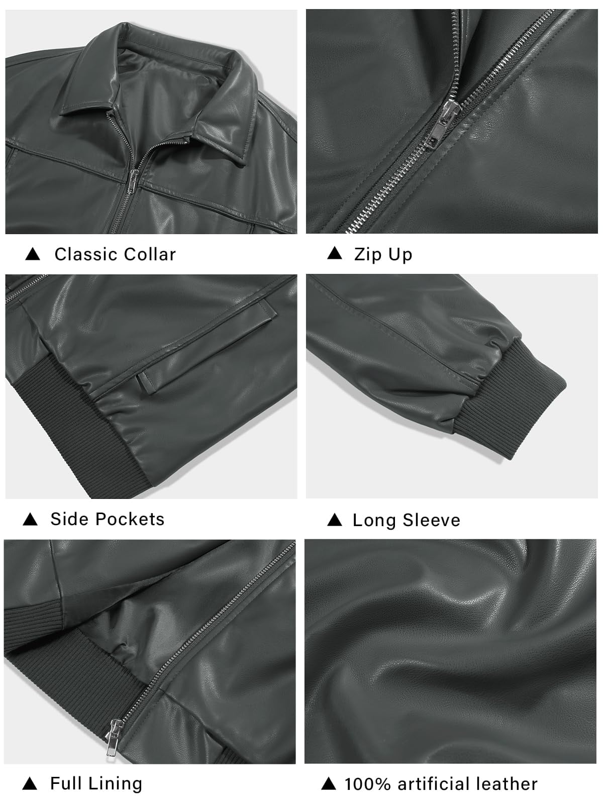 Women Faux Leather Jackets Bomber Casual Zip Moto Biker Coat