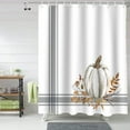 thumbnail image 6 of Fall Shower Curtain White Pumpkin Leaf Branch Fall Shower Curtains for Bathroom Decor Autumn Harvest Thanksgiving, Gray Stripes Bath Curtains Sets with Hooks Waterproof Standard Size 72" x 72", 6 of 6