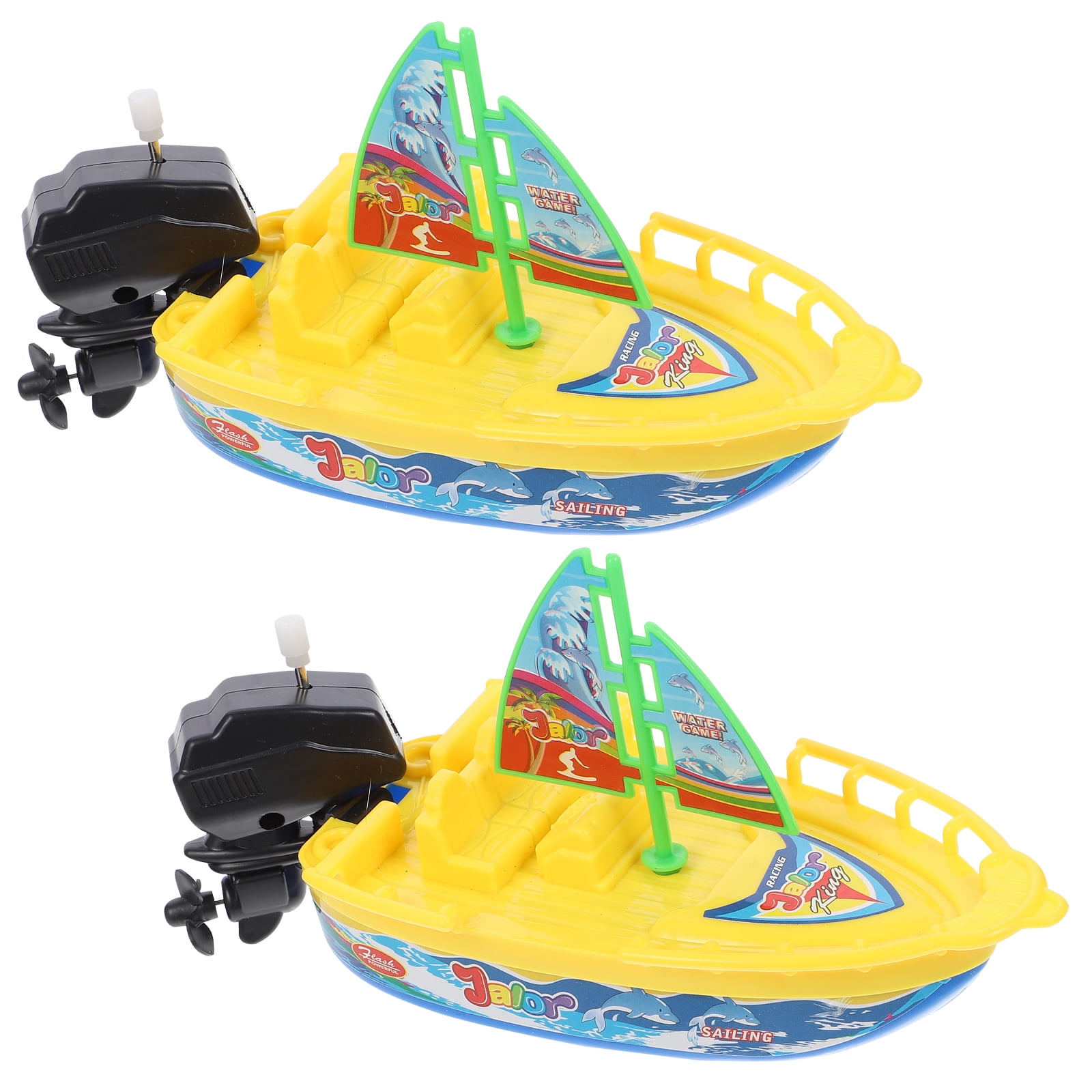 2Pcs Bath Toy Little Boat Windup Toy Water Sprayer Toy Plastic