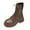Brown, variant on Waterproof Leather Combat Boots for Women Lace up Zipper Lug Sole Low Heel Fall Winter Mid Calf Booties