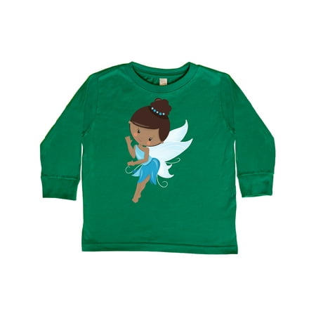 

Inktastic African American Fairy Fairy In Blue Dress Gift Toddler Toddler Girl Long Sleeve T-Shirt
