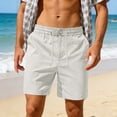 thumbnail image 2 of XIAONU Men's Solid Linen-Blend Short Relaxed Fit High Waisted Drawstring Mid Thigh Short Breathable Lightweight Beach Shorts, 2 of 8