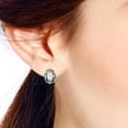 thumbnail image 5 of Vintage Sterling Silver Ornate Swirls Oval White Shell Inlay Stud Earrings, 5 of 5