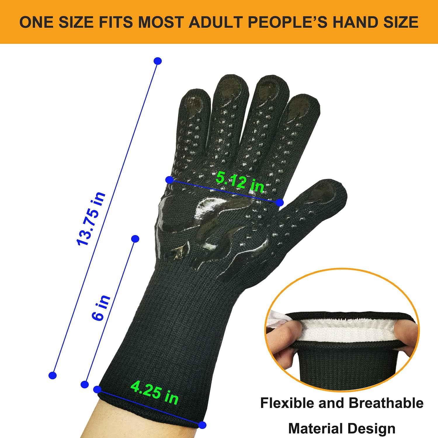 Jtbuh XLY Oven Mitts Heat Resistant BBQ Proof Glove 11Inch 1472℉ Grill Glove Proof Heat for Women Men BBQ Gloves Gift Set Cooking Gloves for Cooking, Grilling, Baking, Welding (White Blue)