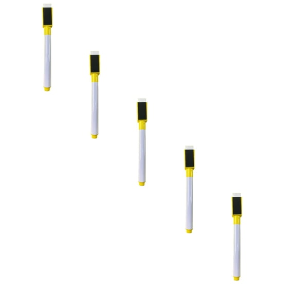 Magnetic Marker, 5-Pack Magnetic Whiteboard Markers - Dry Erase with Eraser Caps for Presentations (2Ml), Marker with Magnet, Yellow Pen Holder