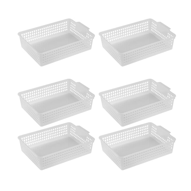6x Cestas de almacenamiento Caja de almacenamiento Contenedor organizador de apariencia compacta para oficina Ropa Cosméticos Armario Varios artículos Claro