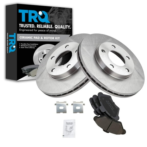 TRQ Front Brake Pad & Rotor Kit Brake Pads Brake Rotor Ceramic Fits Select 1994-1998 Ford Mustang