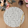 thumbnail image 3 of Gray Flowers Round 15 Inch Placemats Set of 8, Spring Summer Farmhouse Botanical HeatResistant Non Slip Place Mats for Dining Table, Wipeable Braided Kitchen Table Mats for Housewarming, 3 of 9