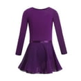 thumbnail image 2 of YONGHS Kids Girls Ballet Dance Dress Long Sleeve Gymnastic Leotard with Chiffon Wrap Skirt Ballerina Costume Dark Purple 7-8, 2 of 7