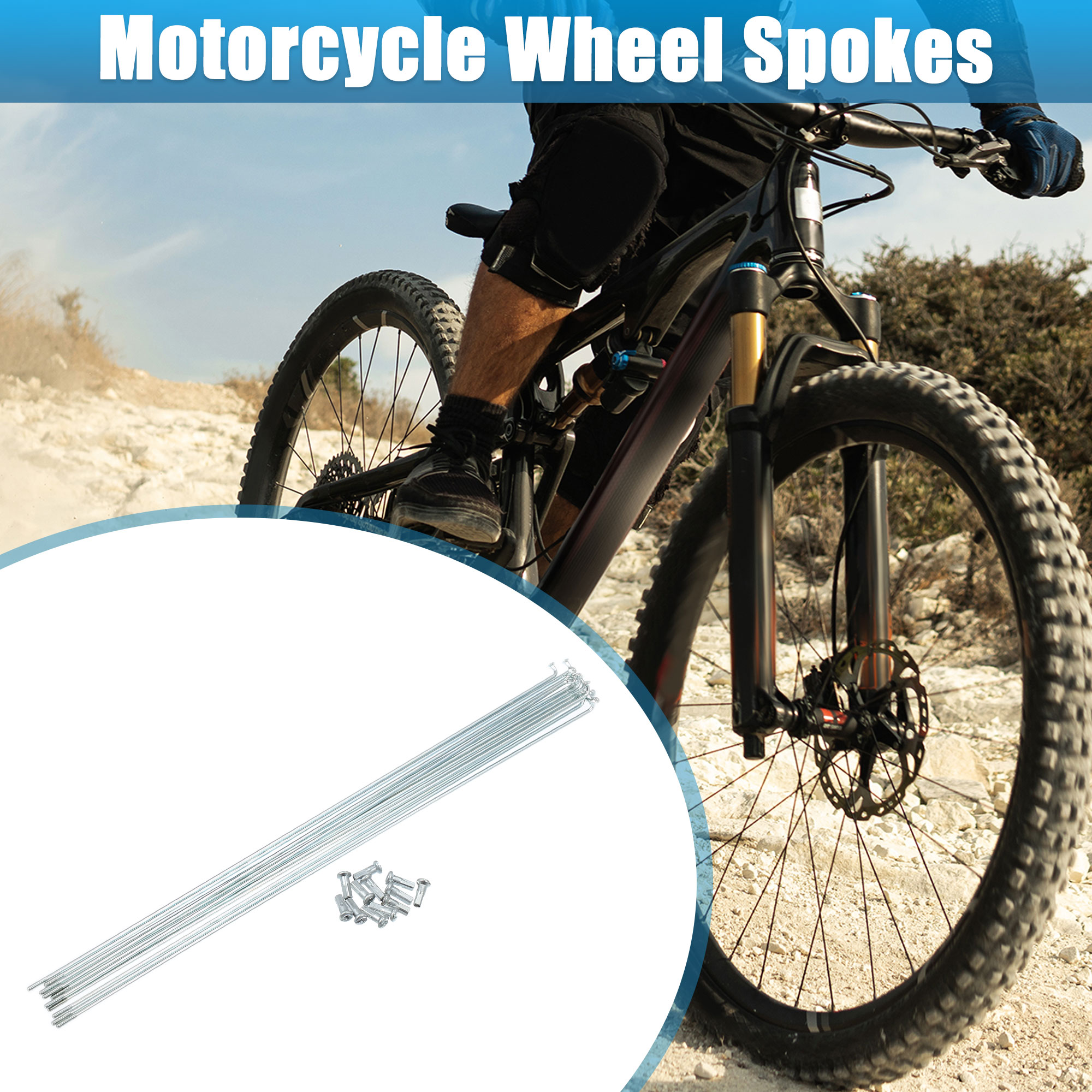 Unique Bargains 12pcs 14G J Bend Motorcycle  Bicycle Galvanized Spokes Silver 11.65"