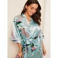 thumbnail image 5 of Light Blue Mommy and Me Robes, Floral, Satin Feel, 5 of 9
