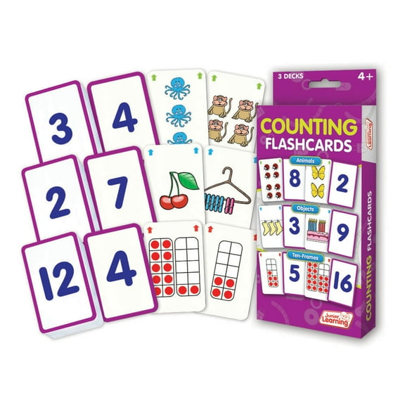 Counting Flashcards Junior Learning for Ages 4 , Kindergarten Learning, Math, Perfect for Home School, Educational Resources