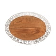 thumbnail image 1 of Tabla de cortar Yair Emanuel Challah | Madera Ovalada con Bisel de Metal Shabat y Yom Tov (CBO-1), 1 of 2