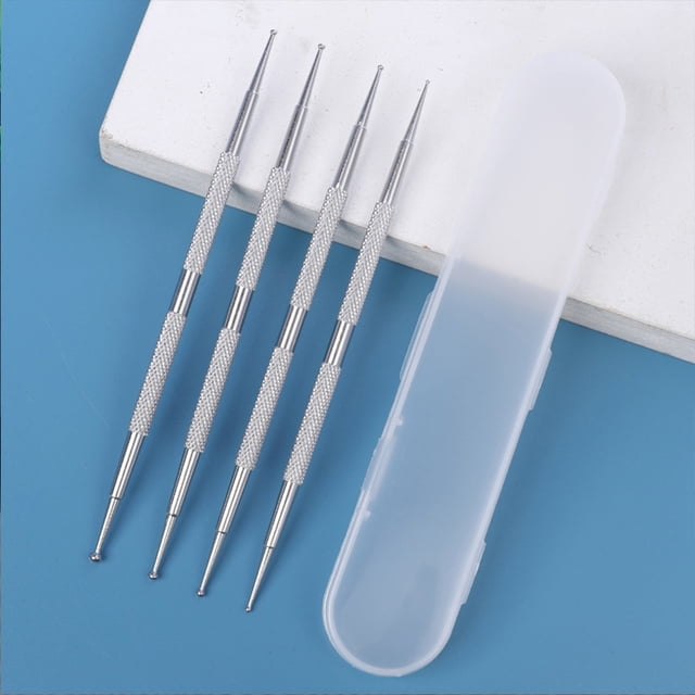 Minkissy 4Pcs Silver Rhinestone Picker Pens Nail Art Dotting Tools for Elegant Designs