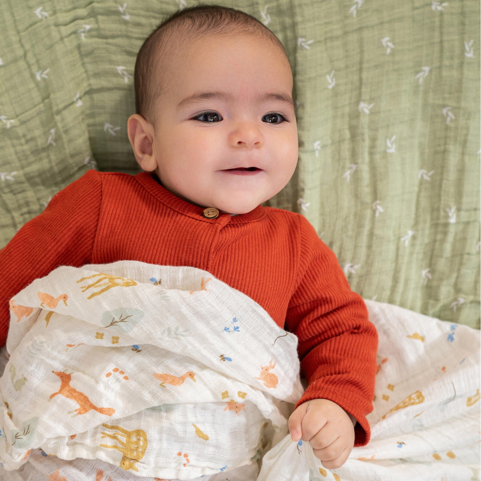 aden + anais Essentials Muslin Swaddle Blankets, Newborn Receiving Blanket for Swaddling, 100% Cotton Baby Swaddle Wrap, 2 Pack, Sage Woodland, Green, Unisex